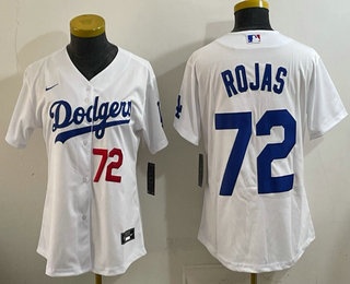 Women's Los Angeles Dodgers #72 Miguel Rojas White Cool Base Jersey