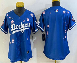 Women's Los Angeles Dodgers Blank Blue 2025 Tokyo Series Cool Base Jersey