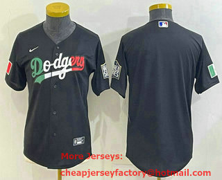 Women's Los Angeles Dodgers Blank Mexico Black Cool Base Stitched Baseball Jersey