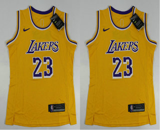 Women's Los Angeles Lakers #23 Anthony Davis Yellow 2019 Nike Swingman Stitched NBA Jersey