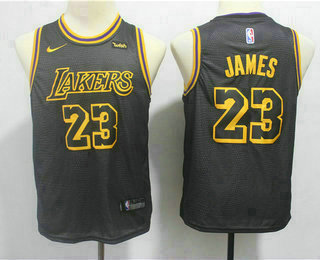 Women's Los Angeles Lakers #23 LeBron James Black 2017-18 Nike City Edition Swingman Jersey