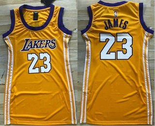 Women's Los Angeles Lakers #23 LeBron James New Yellow 2018-2019 Nike Swingman NBA Jersey