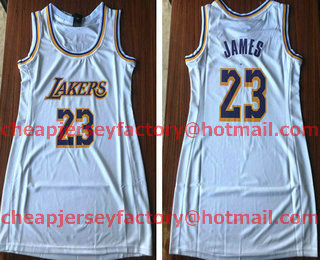 Women's Los Angeles Lakers #23 LeBron James White 2018-2019 Nike Swingman NBA Dress Jersey