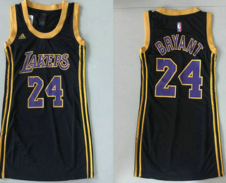 Women's Los Angeles Lakers #24 Kobe Bryant Black Dress Jersey