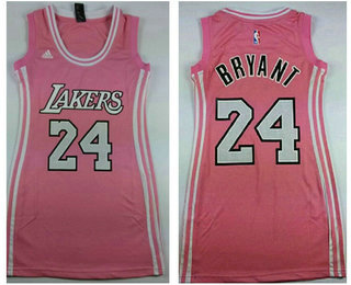 Women's Los Angeles Lakers #24 Kobe Bryant Pink Dress Jersey