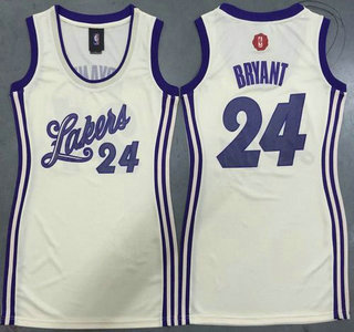 Women's Los Angeles Lakers #24 Kobe Bryant Revolution 30 Swingman 2015 Christmas Day Cream Dress
