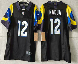 Women's Los Angeles Rams #12 Puka Nacua Limited Navy Rivalries FUSE Vapor Jersey