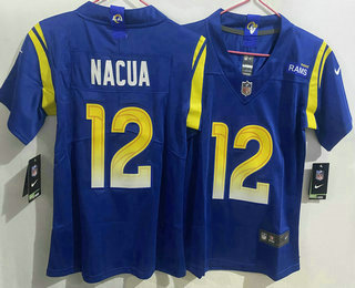 Women's Los Angeles Rams #12 Puka Nacua Limited Royal Vapor Jersey