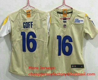 Women's Los Angeles Rams #16 Jared Goff Cream 2020 NEW Vapor Untouchable Stitched NFL Nike Limited Jersey