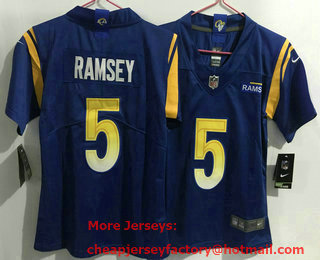 Women's Los Angeles Rams #5 Jalen Ramsey Royal Blue 2021 NEW Vapor Untouchable Stitched NFL Nike Limited