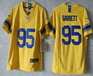Women's Los Angeles Rams #95 Myles Garrett Limited Yellow FUSE 2026 Classic Vapor Jersey