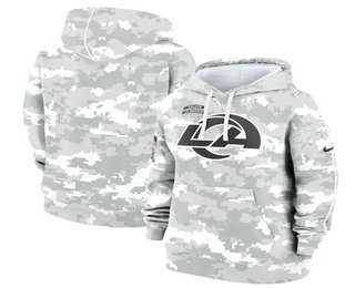 Women's Los Angeles Rams Arctic Camo 2024 Salute to Service Club Fleece Pullover Hoodie
