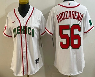 Women's Mexico #56 Randy Arozarena White 2026 World Baseball Classic Cool Base Jersey