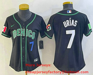 Women's Mexico Baseball #7 Julio Urias Number 2023 Black World Classic Stitched Jersey 12