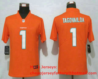 Women's Miami Dolphins #1 Tua Tagovailoa Orange 2020 Vapor Untouchable Stitched NFL Nike Limited Jersey