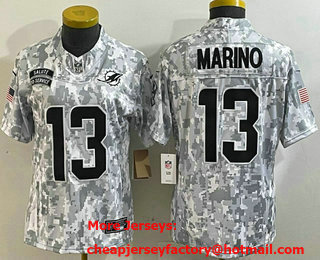 Women's Miami Dolphins #13 Dan Marino Arctic Camo 2024 FUSE Salute to Service Limited Stitched Jersey