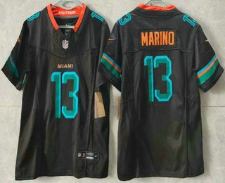 Women's Miami Dolphins #13 Dan Marino Limited Black Rivalries FUSE Vapor Stitched Jersey
