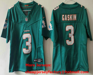 Women's Miami Dolphins #3 Myles Gaskin Green 2024 FUSE Vapor Limited Stitched Jersey