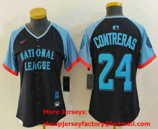 Women's Milwaukee Brewers #24 William Contreras Navy 2024 All Star Limited Stitched Jersey