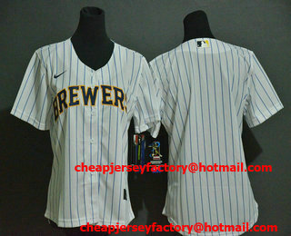 Women's Milwaukee Brewers Blank White Stitched MLB Cool Base Nike Jersey