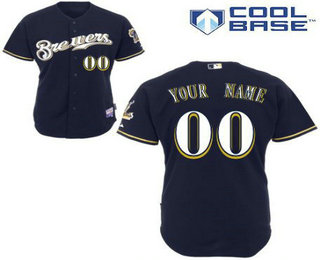 Women's Milwaukee Brewers Customized Navy Blue Jersey