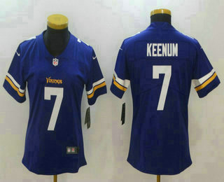 Women's Minnesota Vikings #7 Case Keenum Purple 2017 Vapor Untouchable Stitched NFL Nike Limited Jersey