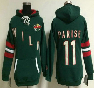 Women's Minnesota Wild #11 Zach Parise Old Time Hockey Green Hoody