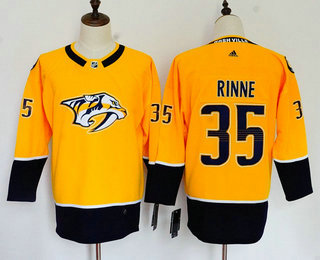 Women's Nashville Predators #35 Pekka Rinne Yellow Home 2017-2018 Hockey Stitched NHL Jersey