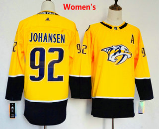 Women's Nashville Predators #92 Ryan Johansen Yellow Home 2017-2018 Hockey Stitched NHL Jersey