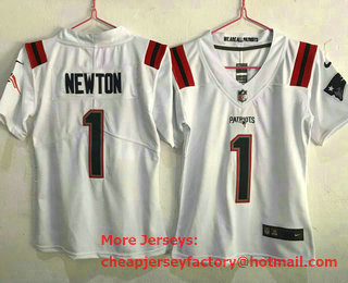 Women's New England Patriots #1 Cam Newton White 2020 NEW Vapor Untouchable Stitched NFL Nike Limited Jersey