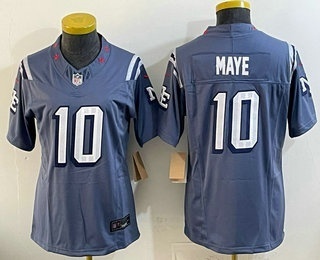 Women's New England Patriots #10 Drake Maye Limited Gray Rivalries FUSE Vapor Jersey