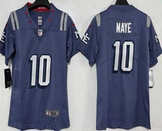 Women's New England Patriots #10 Drake Maye Limited Gray Rivalries Vapor Jersey