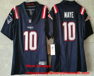 Women's New England Patriots #10 Drake Maye Limited Navy FUSE Vapor Jersey