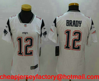 Women's New England Patriots #12 Tom Brady White 2017 Vapor Untouchable Stitched NFL Nike Limited Jersey