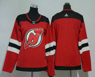 Women's New Jersey Devils Blank Red with Black 2017-2018 Hockey Stitched NHL Jersey