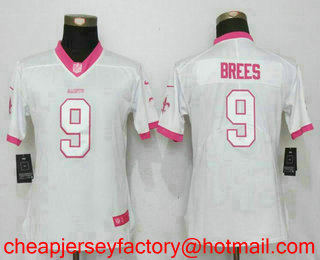 Women's New Orleans Saints #9 Drew Brees White Pink 2016 Color Rush Fashion NFL Nike Limited Jersey