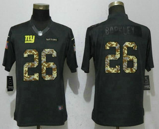 Women's New York Giants #26 Saquon Barkley Limited Black Anthracite 2017 Salute To Service Stitched NFL Nike Limited Jersey