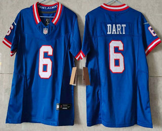 Women's New York Giants #6 Jaxson Dart Limited FUSE Blue Classic Vapor Jersey