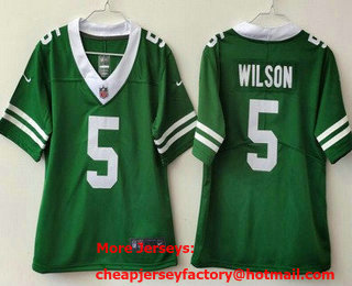 Women's New York Jets #5 Garrett Wilson Limited Green 2024 Vapor Jersey