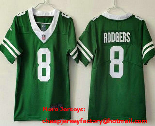 Women's New York Jets #8 Aaron Rodgers Limited Green 2024 Vapor Jersey