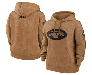 Women's New York Jets 2023 Brown Salute to Service Pullover Hoodie