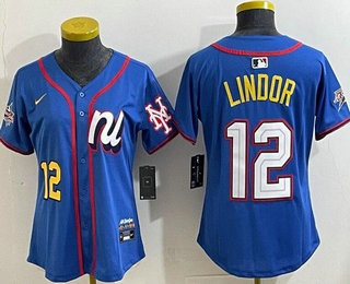 Women's New York Mets #12 Francisco Lindor Blue 2025 All Star Limited Jersey