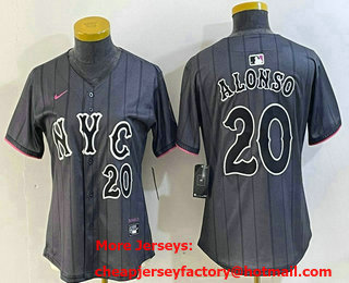 Women's New York Mets #20 Pete Alonso Number Grey 2024 City Connect Cool Base Stitched Jersey