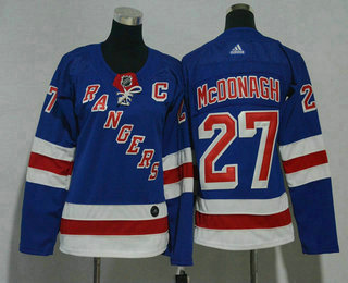 Women's New York Rangers #27 Ryan McDonagh Royal Blue Home 2017-2018 Hockey Stitched NHL Jersey