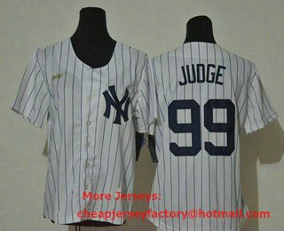 Women's New York Yankees #99 Aaron Judge White Throwback Stitched MLB Cool Base Nike Jersey