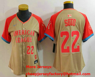 Women's New York Yankees #22 Juan Soto Number Cream 2024 All Star Limited Stitched Jersey