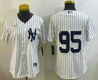 Women's New York Yankees #95 Oswaldo Cabrera White Stitched Cool Base Throwback Jersey