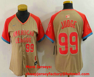 Women's New York Yankees #99 Aaron Judge Number Cream 2024 All Star Limited Stitched Jersey