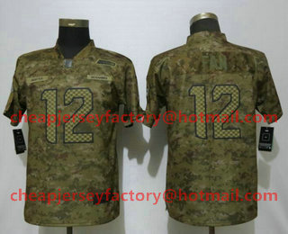 Women's Nike Seattle Seahawks 12 Fan 2018 Camo Salute to Service Stitched NFL Nike Limited Jersey