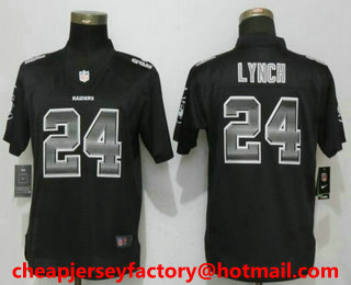 Women's Oakland Raiders #24 Marshawn Lynch Black Strobe 2015 NFL Nike Fashion Jersey